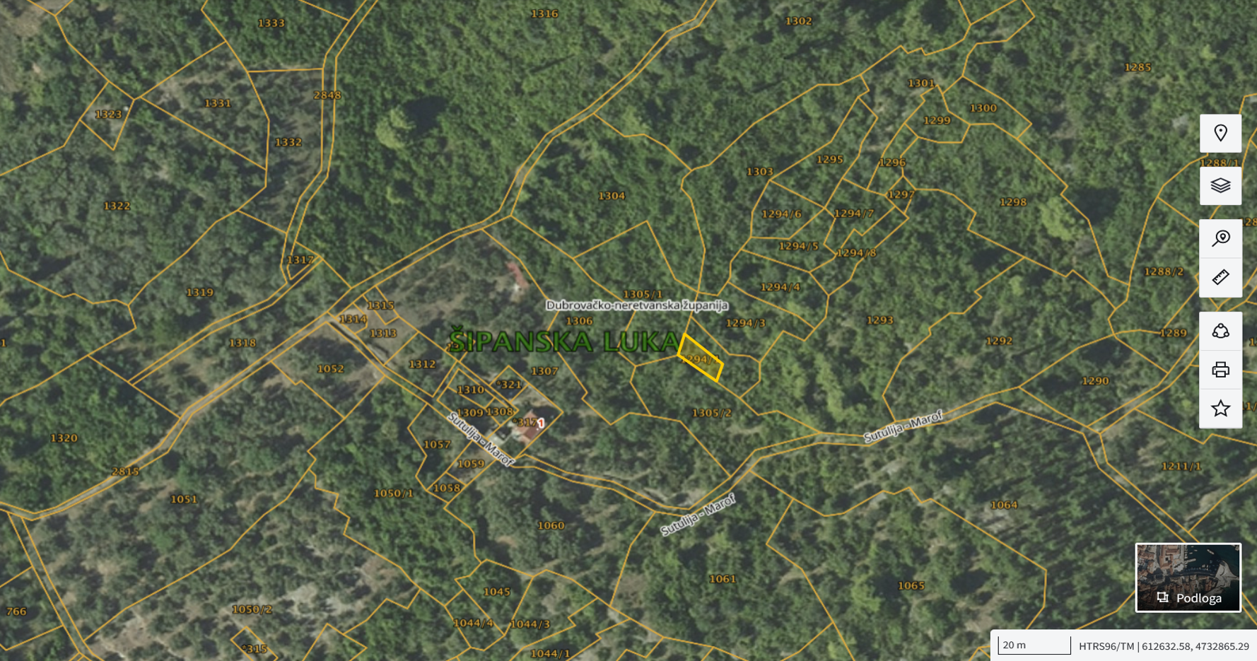 Katastarska karta: Šipanska Luka 1294/1 2