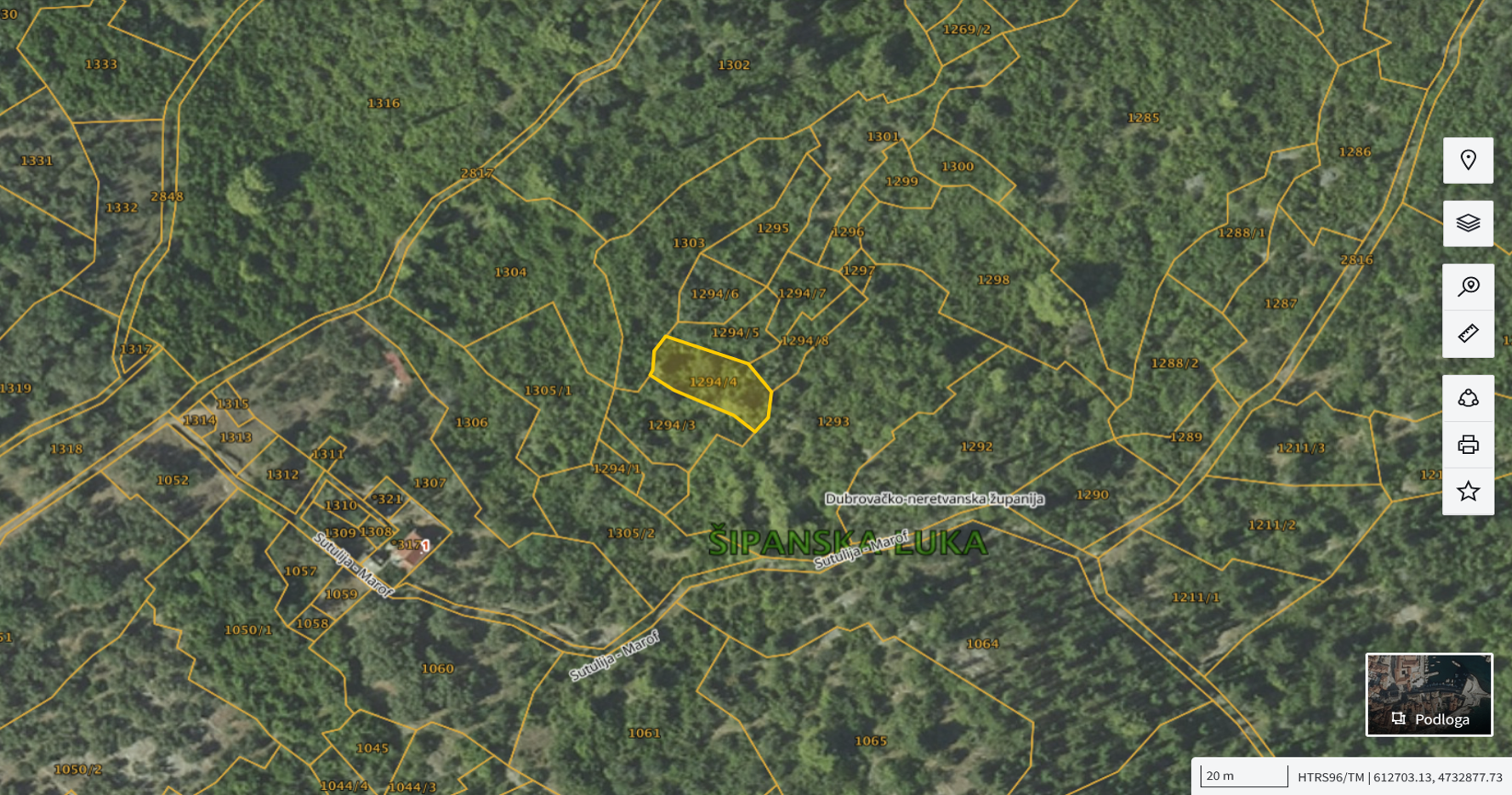 Katastarska karta: Šipanska Luka 1294/4 2