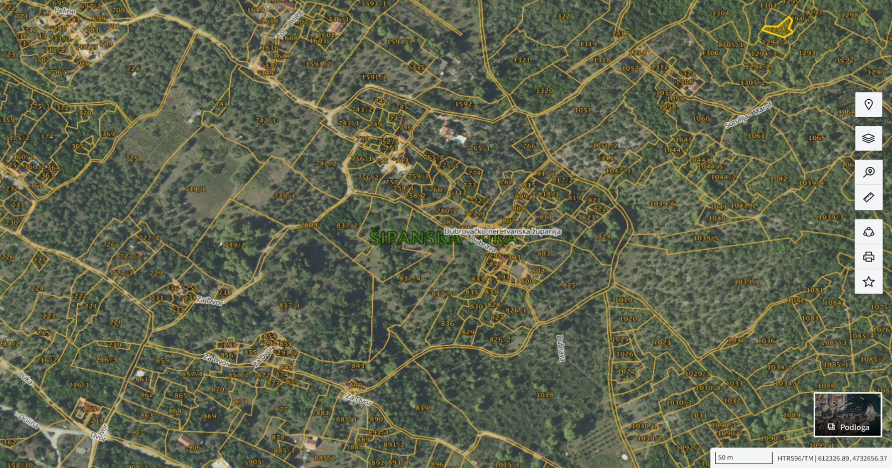 Katastarska karta: Šipanska Luka 1294/5 1