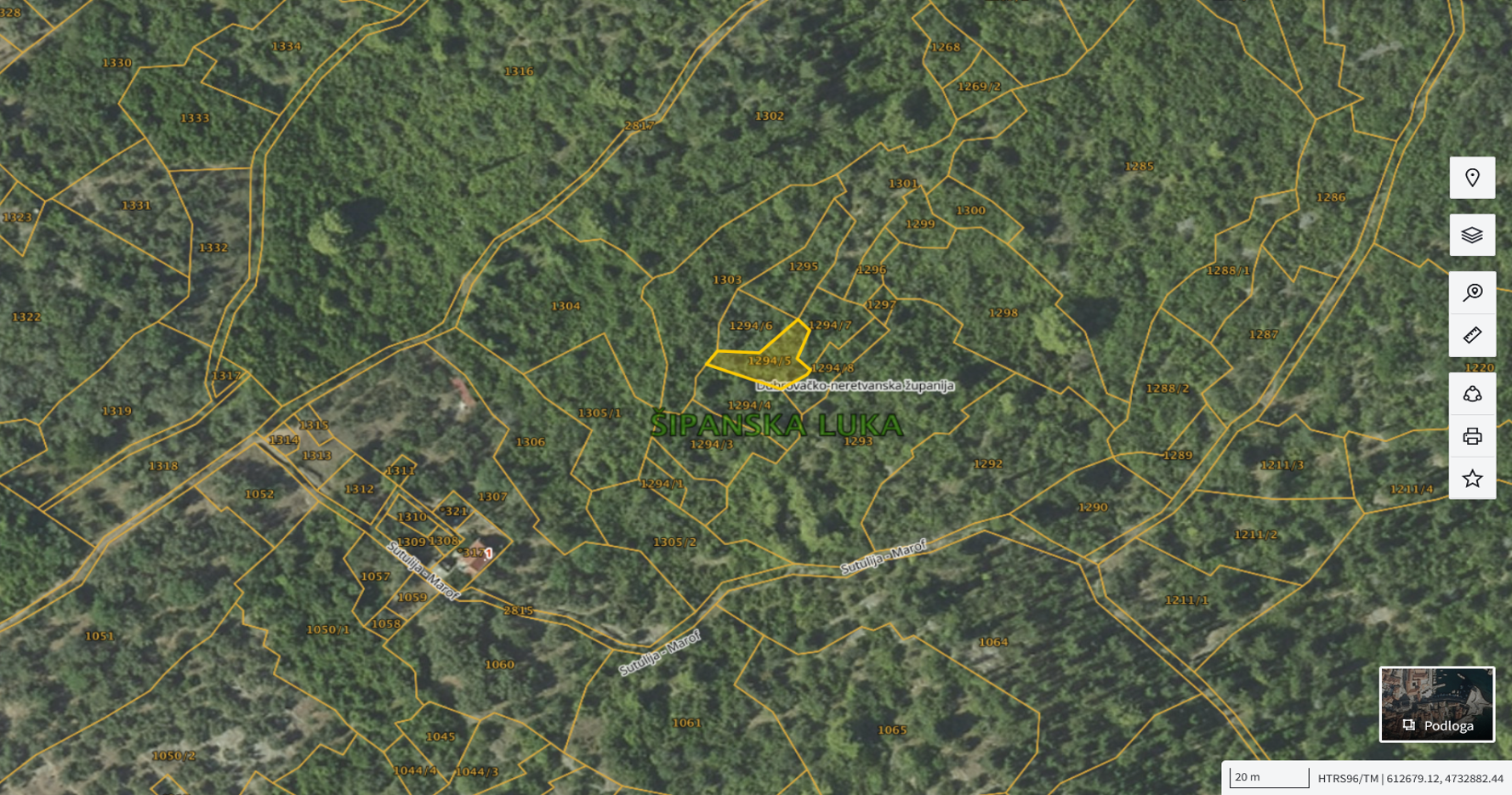 Katastarska karta: Šipanska Luka 1294/5 2