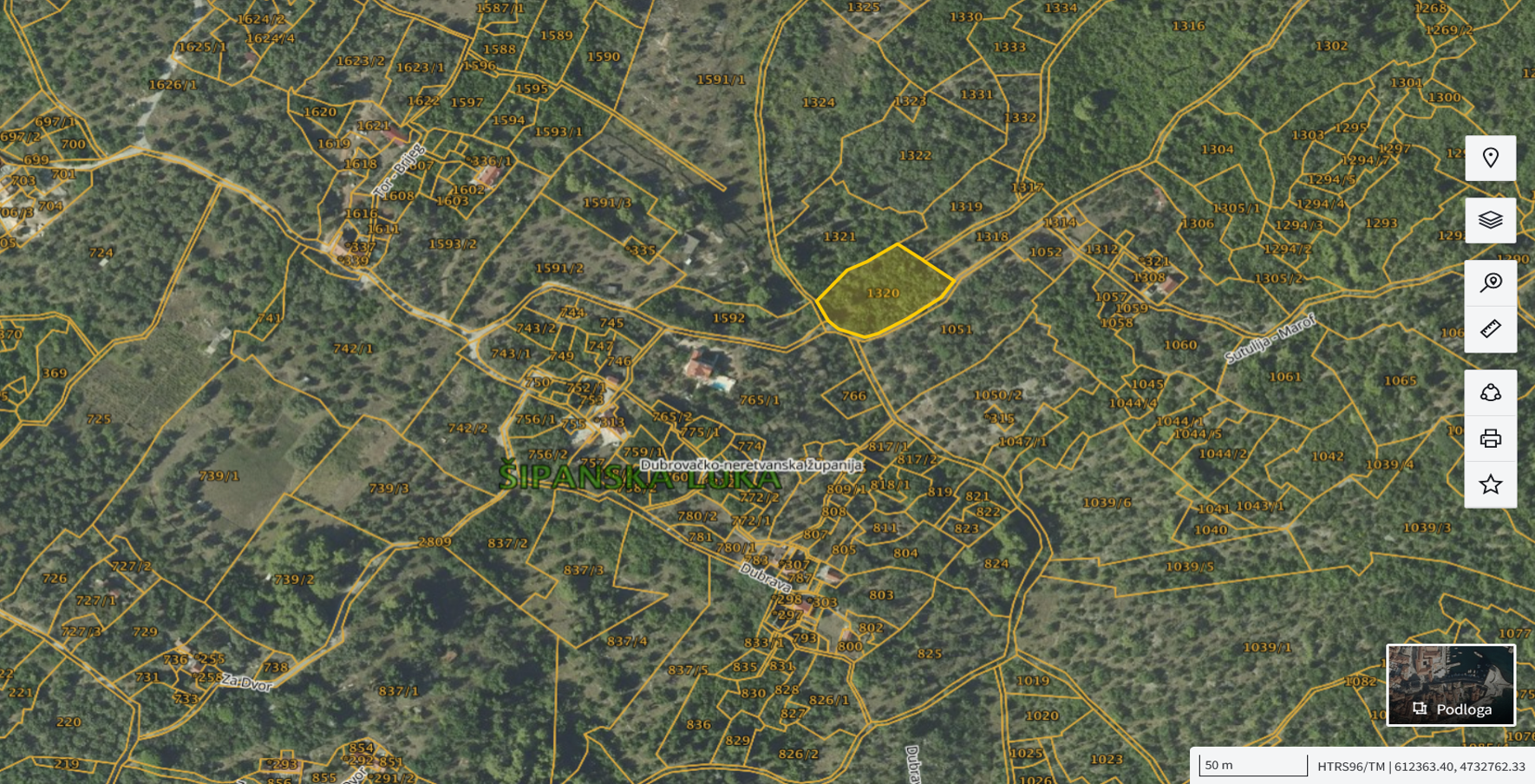Katastarska karta: Šipanska Luka 1320 2