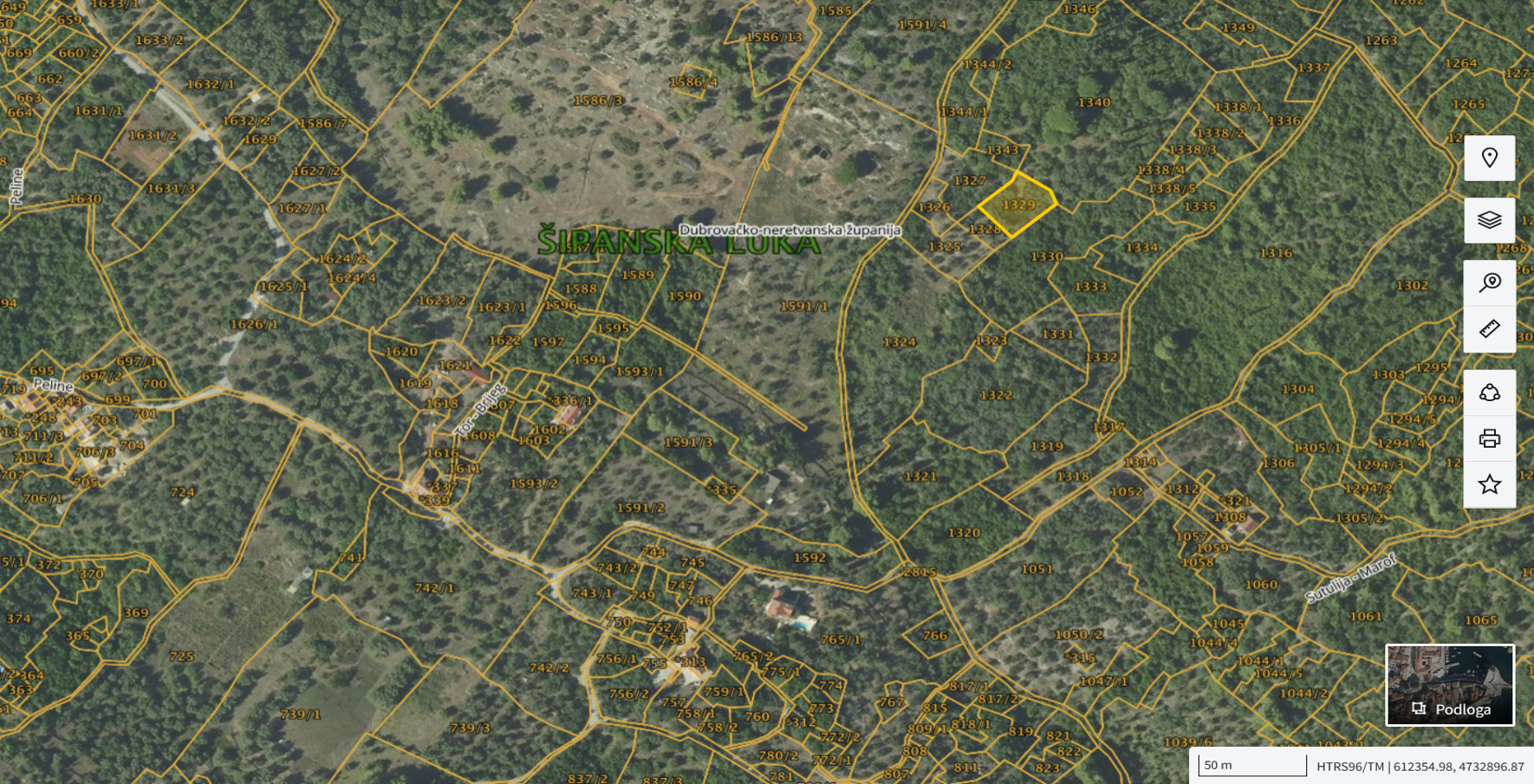 Katastarska karta: Šipanska Luka 1329 2