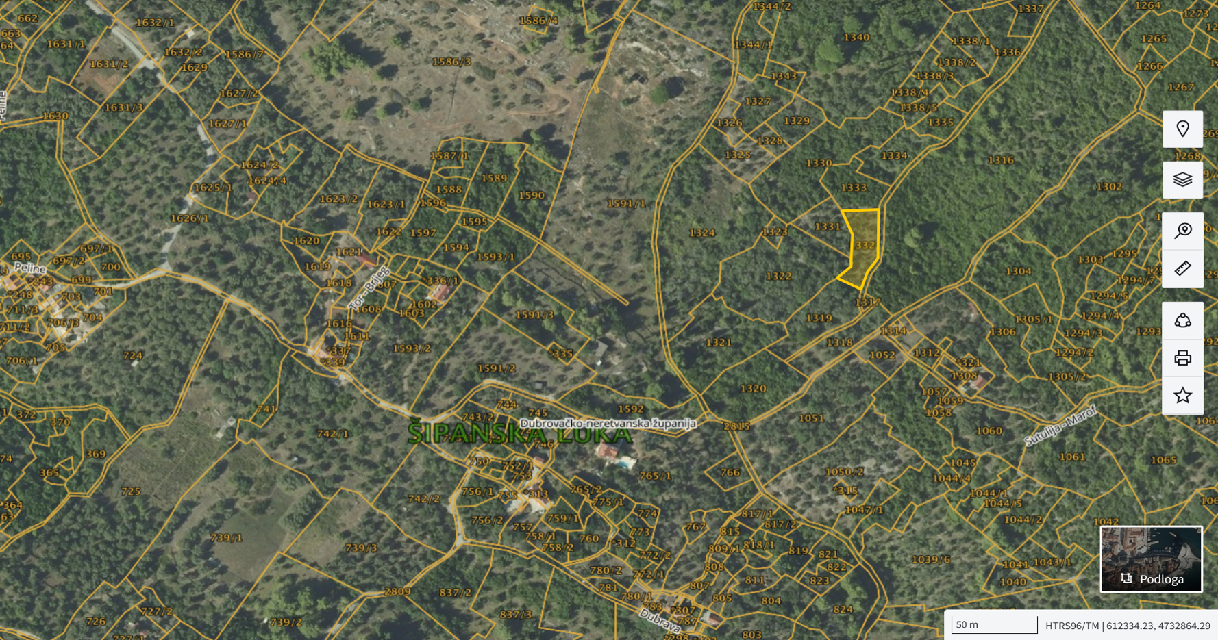 Katastarska karta: Šipanska Luka 1332 2