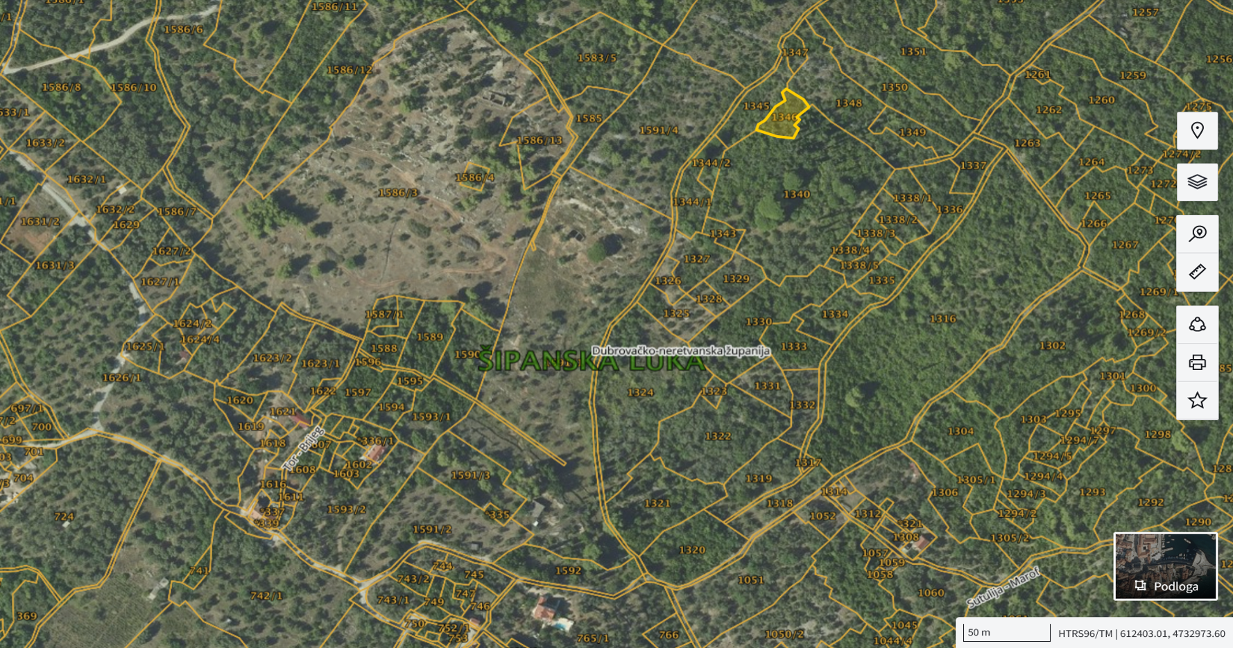 Katastarska karta: Šipanska Luka 1346 2