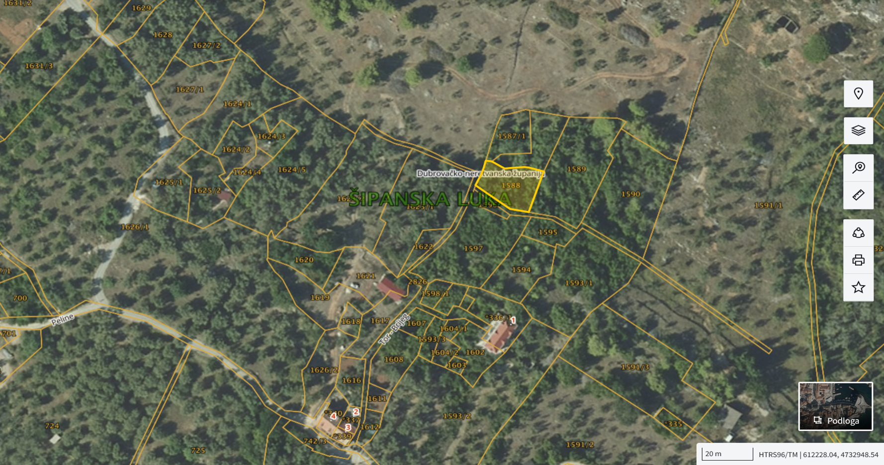 Katastarska karta: Šipanska Luka 1588 2