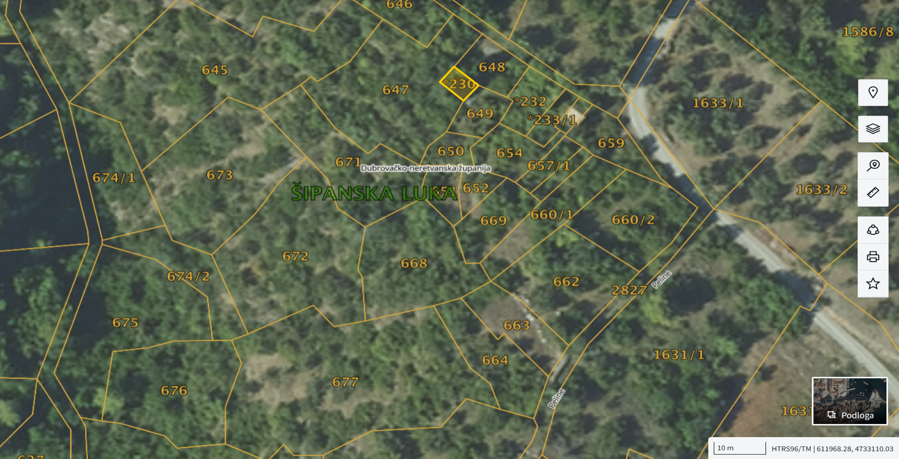 Katastarska karta: Šipanska Luka *230 2