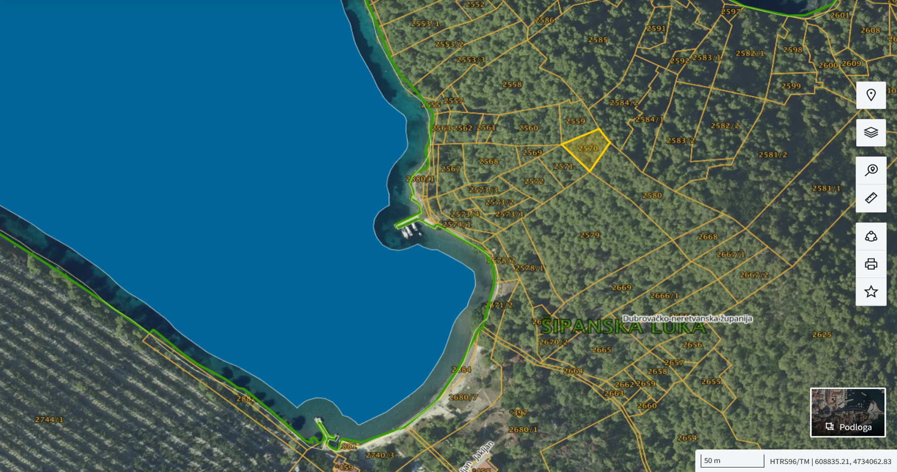 Katastarska karta: Šipanska Luka 2570 2