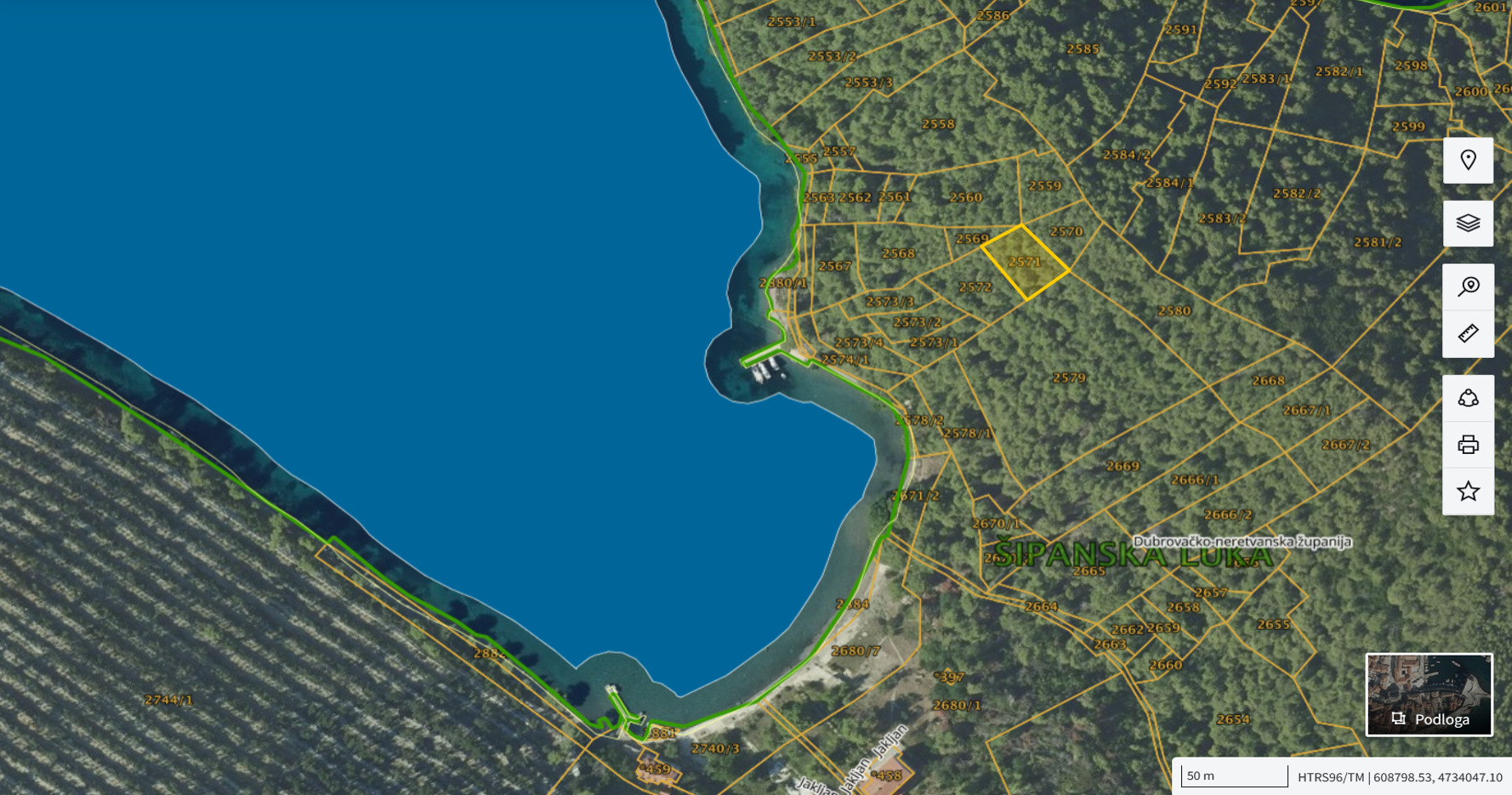 Katastarska karta: Šipanska Luka 2571 2