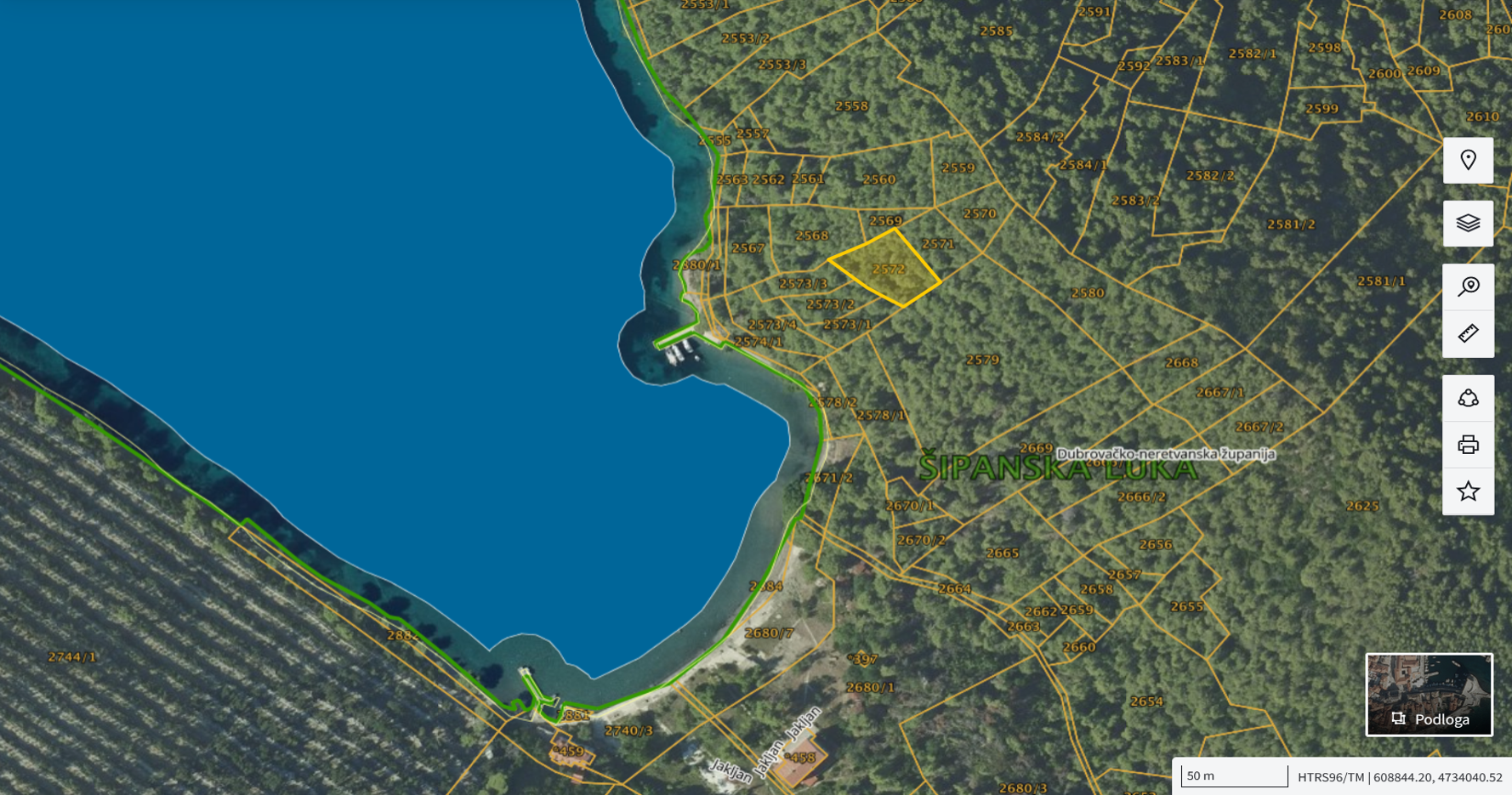 Katastarska karta: Šipanska Luka 2572 2