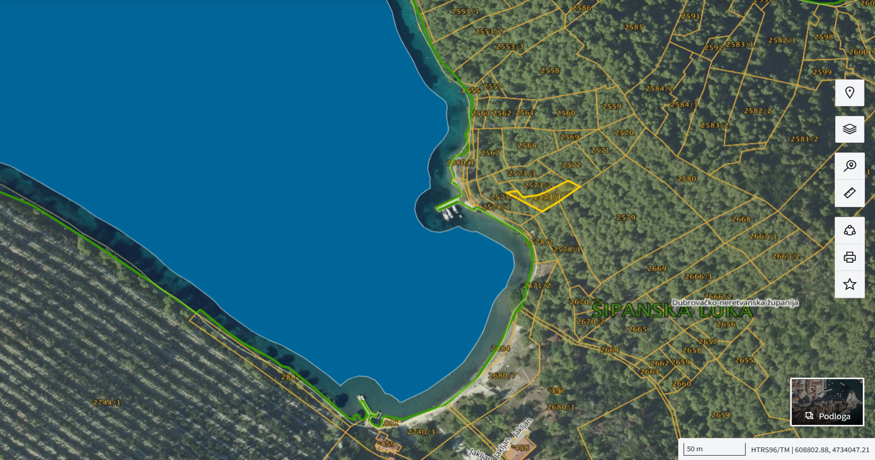 Katastarska karta: Šipanska Luka 2573/1 2
