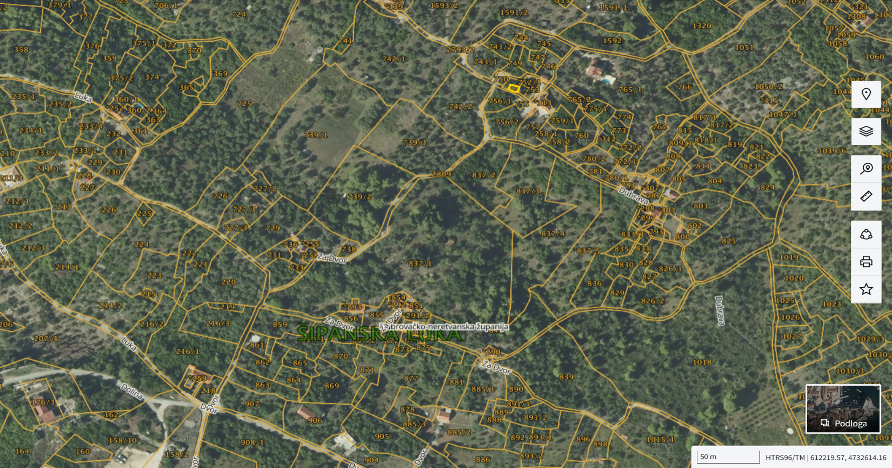 Katastarska karta: Šipanska Luka *314 1