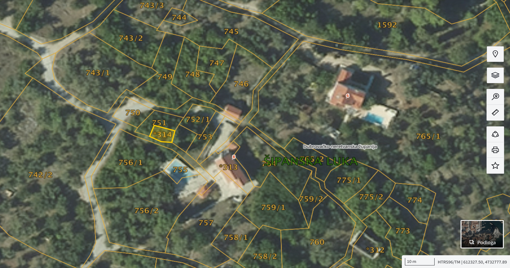 Katastarska karta: Šipanska Luka *314 2