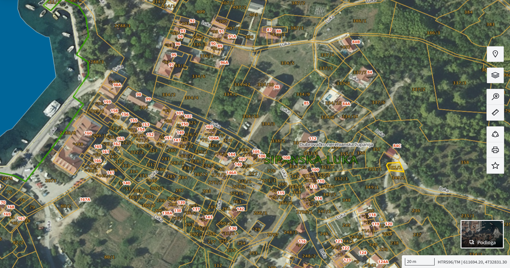 Katastarska karta: Šipanska Luka 351/2 1