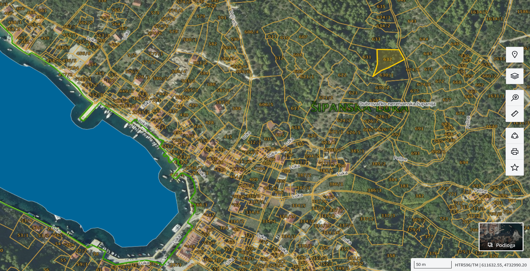 Katastarska karta: Šipanska Luka 632 1