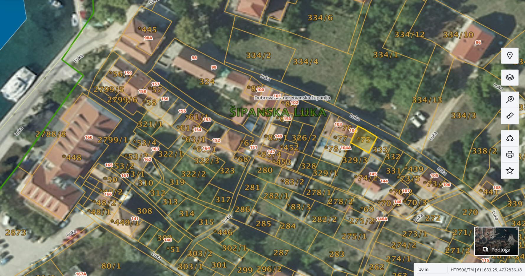 Katastarska karta: Šipanska Luka *75 1